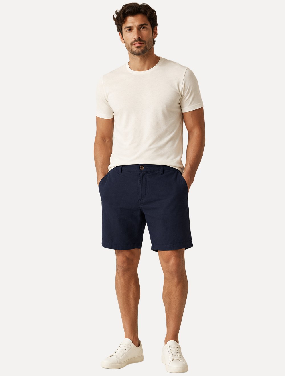 Bermuda Reserva Masculina Casual Linho Azul Marinho