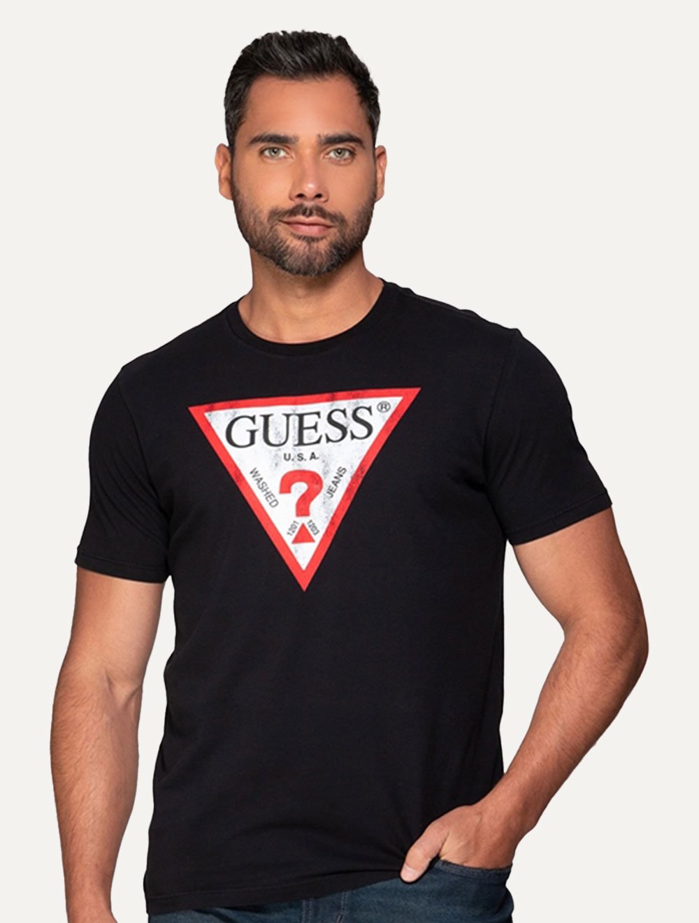 Camiseta Guess Masculina Grunge Logo Print Preta