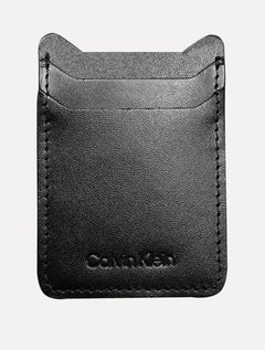 Carteira Calvin Klein Jeans Porta Cartão Vertical Couro CK Queima Preta