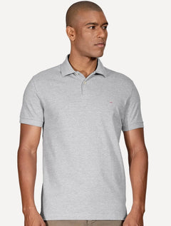 Polo Aramis Masculina Basic Piquet Light Logo Cinza Mescla