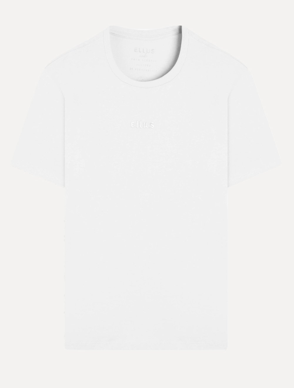 Camiseta Ellus Masculina Regular Cotton Fine Gothic Center Logo Cinza Claro