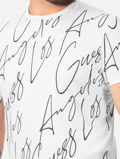 Camiseta Guess Masculina Full Lettering Branca