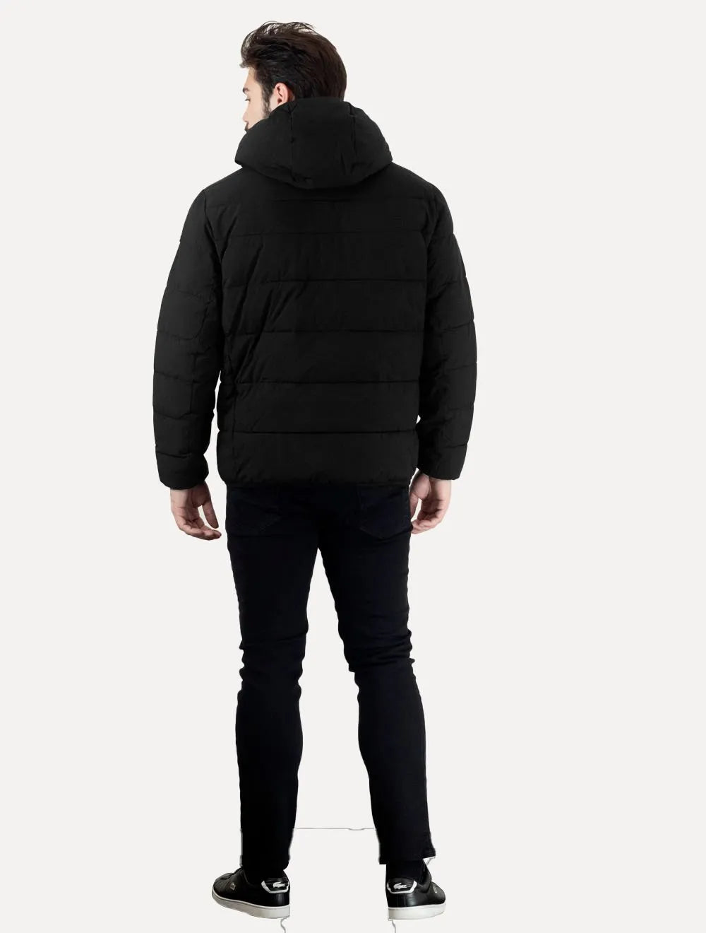Jaqueta Calvin Klein Masculina Hoodie Matelassê Ziper Preta