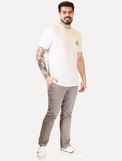 Camiseta Armani Exchange Masculina Embroidery AX Grey Logo Off-White