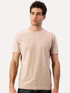Camiseta Calvin Klein Jeans Masculina Flamê Etiqueta Cáqui Claro
