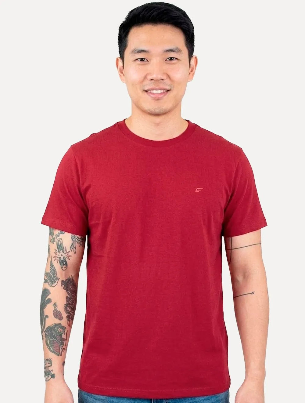 Camiseta Ellus Masculina Cotton Fine Easa Duocolor Vermelha