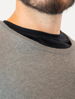 Suéter Dudalina Masculino Tricot Crewneck Basico Cinza Mescla