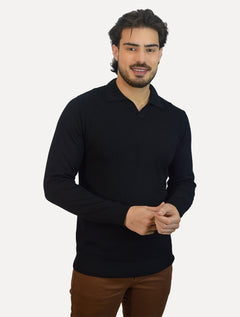 Camiseta Dixen Masculina Tricot Manga Longa Jacquard Seamless Preto