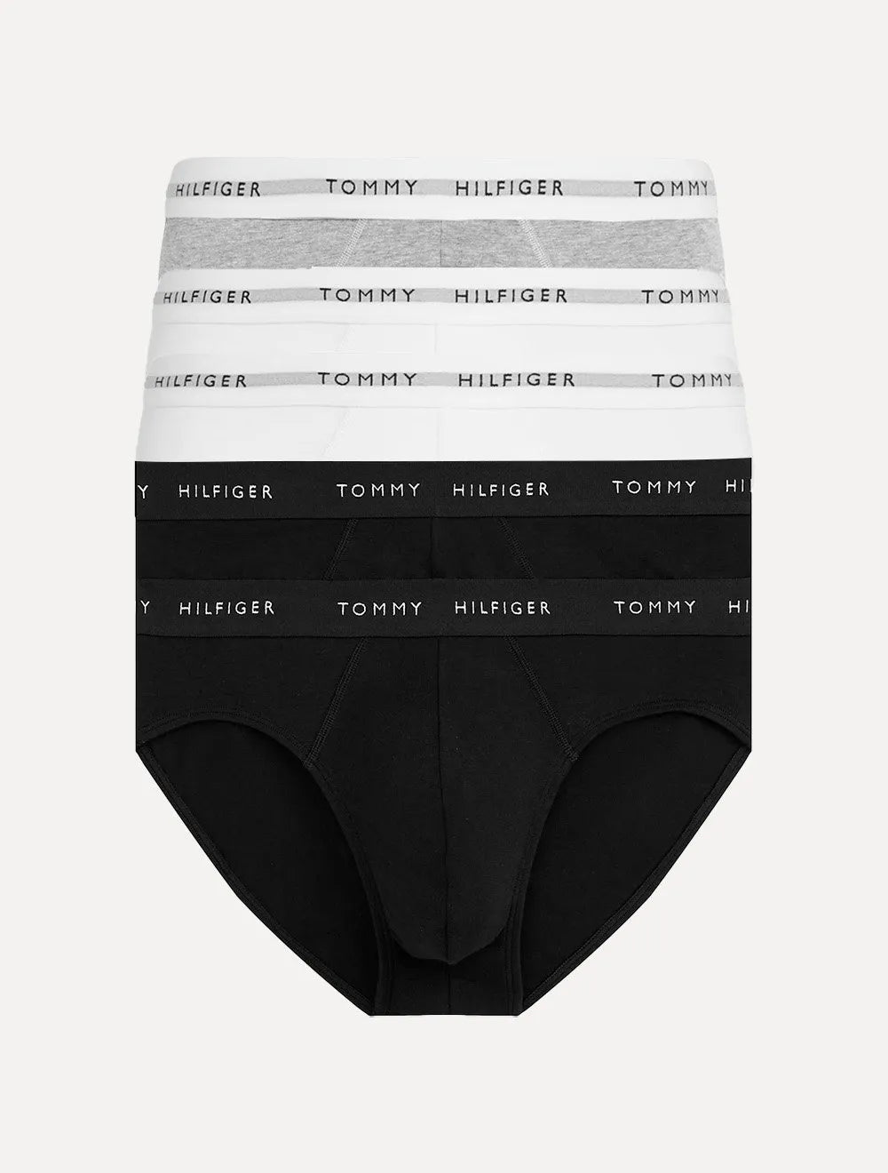 Cueca Tommy Hilfiger Cotton Classic Brief Preta/ Branca/ Cinza Pack 5UN
