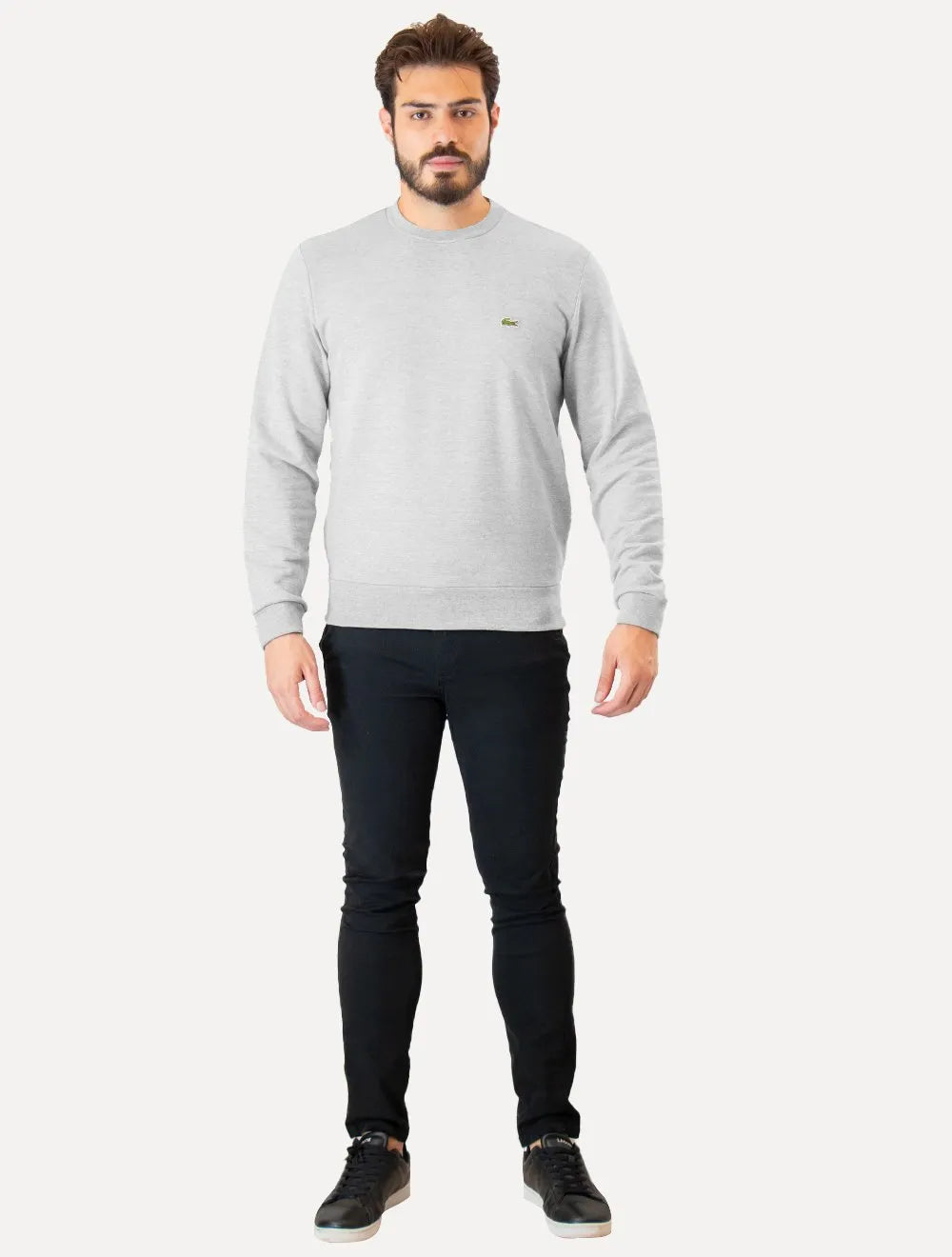Moletom Lacoste Masculino Crewneck Croco Cinza Mescla