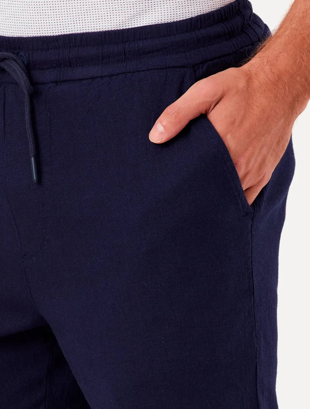 Calça Original Penguin Masculina Relax Sport Linho Lisa Azul Marinho