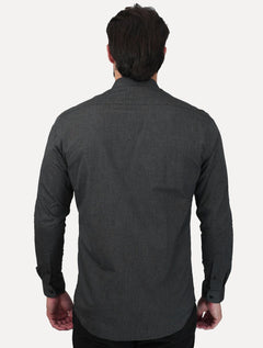Camisa Aramis Masculina Slim Fil a Fil Antilia Cinza Escuro