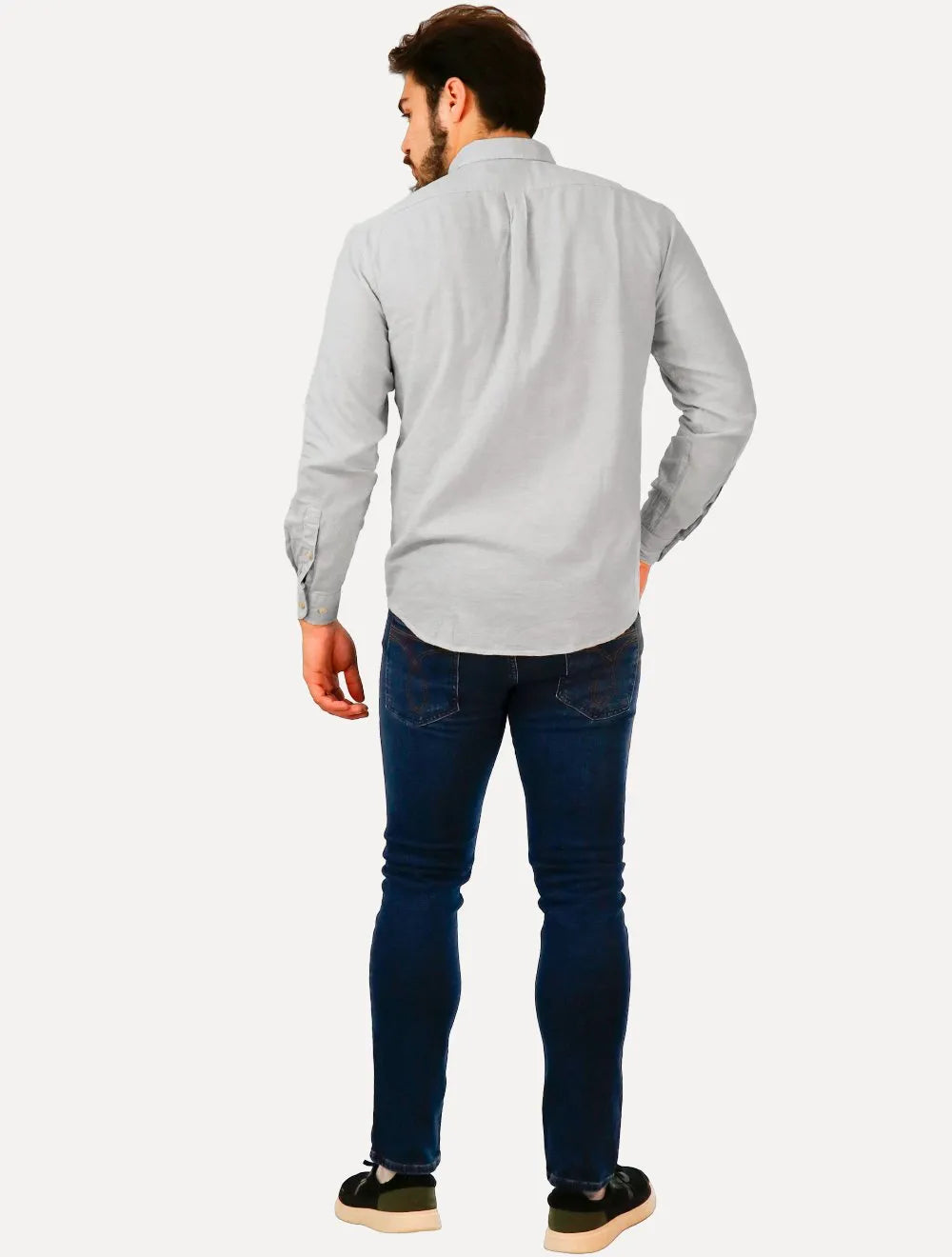 Camisa Ralph Lauren Masculina Linho Dark Icon Cinza Claro Mescla