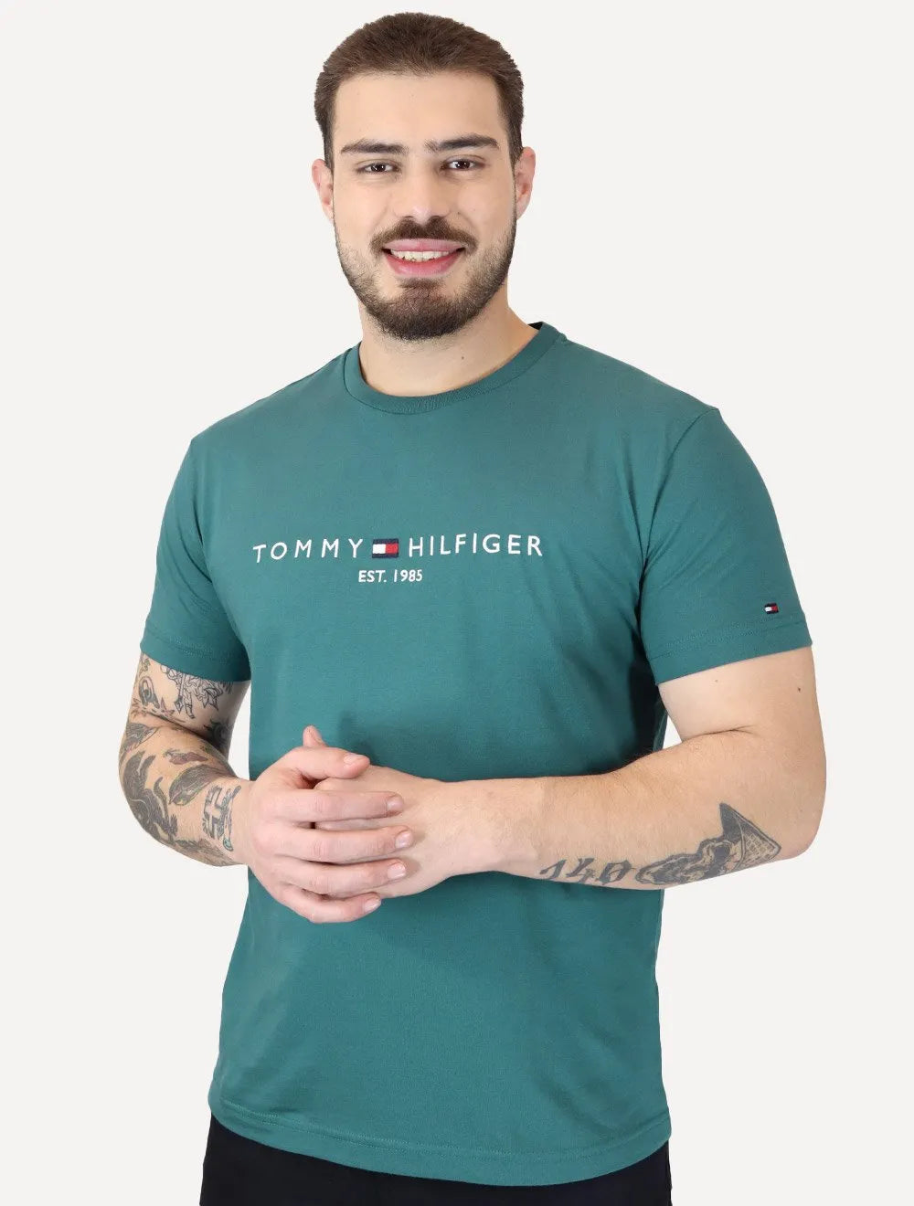 Camiseta Tommy Hilfiger Masculina Core Logo Tee Verde Escuro