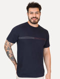 Camiseta Tommy Jeans Masculina Core Linear Stripe Logo Azul Marinho
