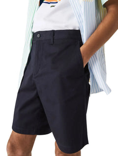 Bermuda Lacoste Masculina Sarja Regular Cotton Stretch Azul Marinho