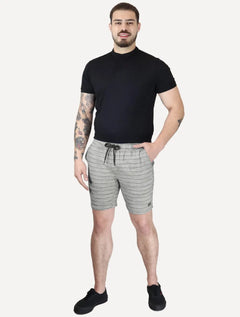 Short Calvin Klein Jeans Masculino Viscose Stripes Chumbo Mescla