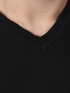 Suéter Dixen Masculino Tricot Tinturado Gola V Preto