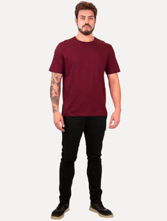Camiseta Individual Masculina Comfort Logo Bordô