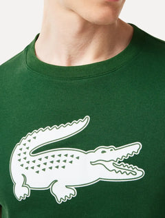 Camiseta Lacoste Masculina Jersey Sport 3D White Logo Verde