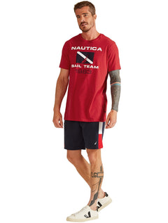 Camiseta Nautica Masculina Sail Team 1983 Vermelho Escarlate