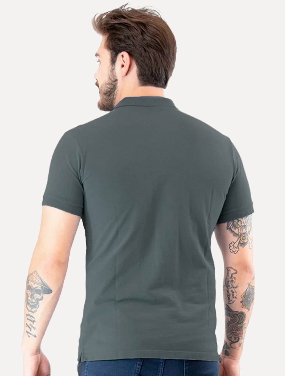 Polo Guess Masculina Piquet Small Patch Chumbo