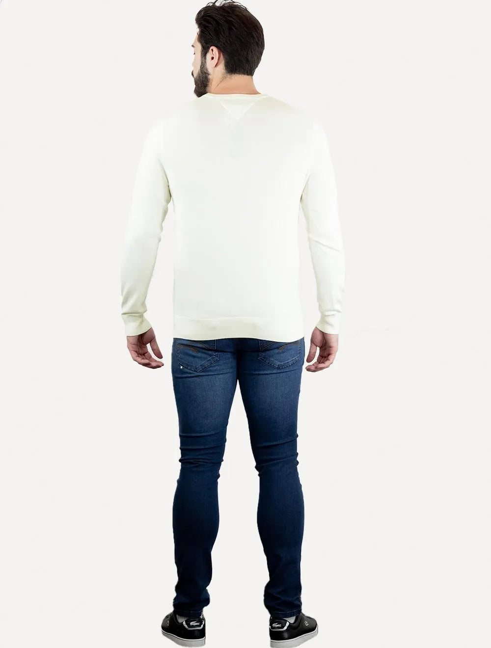 Suéter Tommy Hilfiger Masculino Crewneck Essential Cotton Off-White