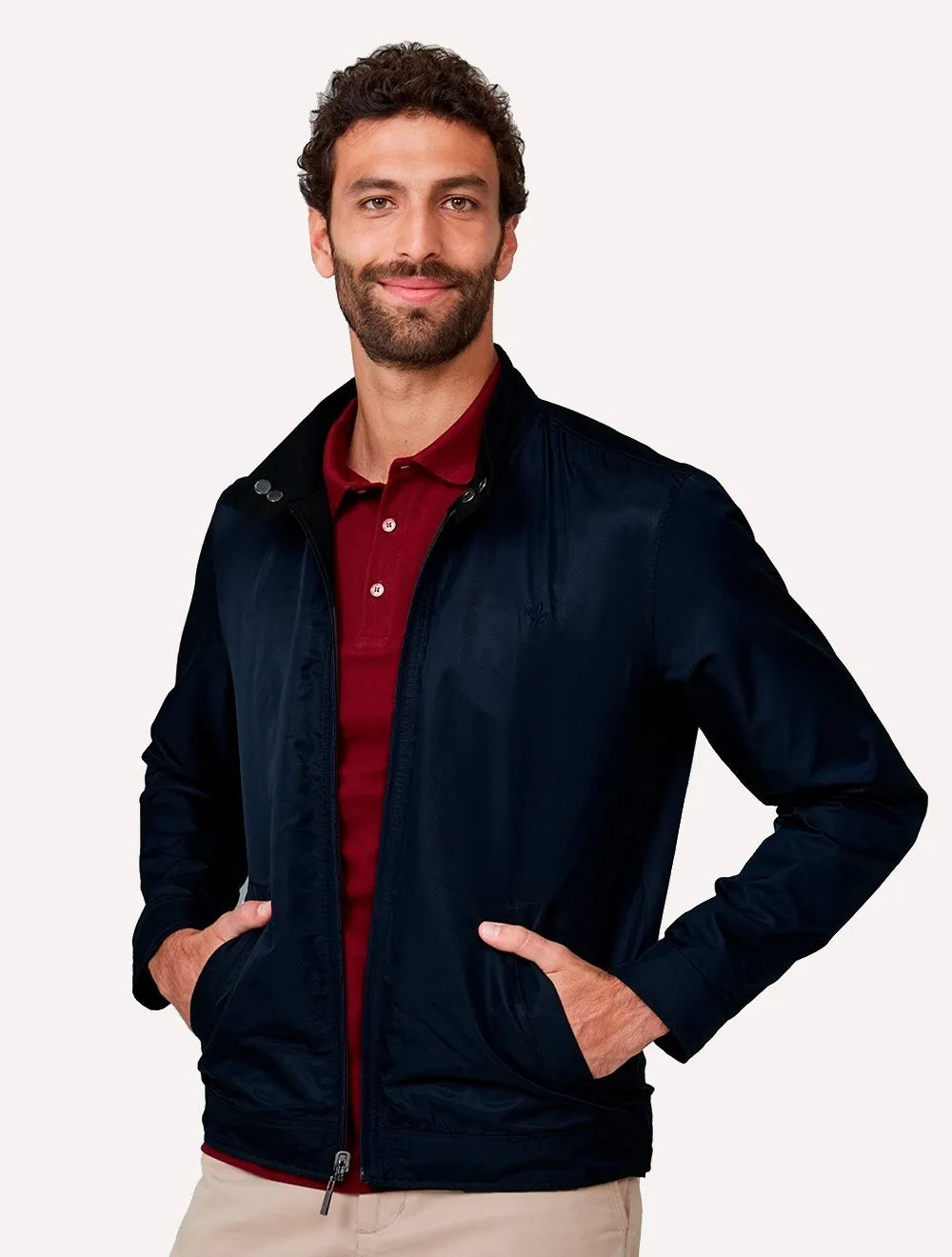 Jaqueta Dudalina Masculina Dupla Face Texturas Azul Marinho