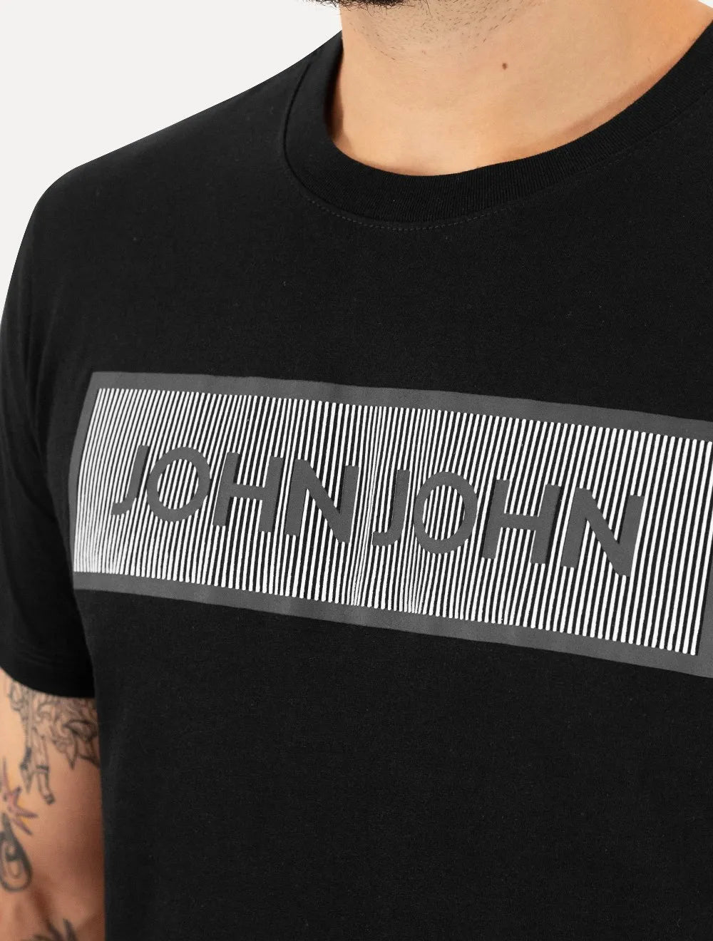 Camiseta John John Masculina Slim Outline Logo Preta