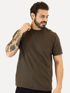 Camiseta Ellus Masculina Cotton Fine Classic Logo Marrom Escuro