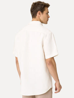 Camisa Dudalina Masculina Manga Curta Comfort Fit Slub Cotton Flame Off White