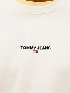 Camiseta Tommy Jeans Masculina Frontal Linear Logo Off White