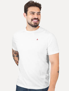 Camiseta Replay Masculina Regular Basic Crewneck Embroidery Logo Branca