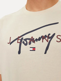 Camiseta Tommy Jeans Masculina Regular Signature Twist Logo Tee Areia