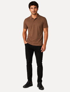 Polo John John Masculina Slim Fit HIgh Mono Marrom Médio