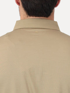 Polo Aramis Masculina Manga Curta Mercerizado Interlock Caqui