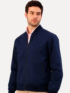 Jaqueta Calvin Klein Masculina Bomber Logo Full Zip Azul Marinho