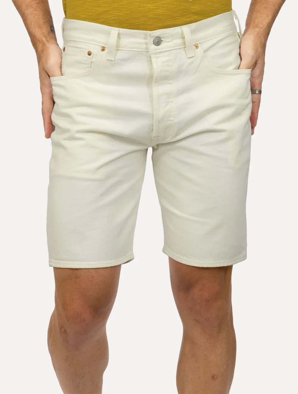 Bermuda Levis Jeans Masculina 501 Original Shorts Off-White