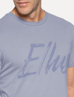 Camiseta Ellus Masculina Maxi Logo Classic Brush Azul Médio