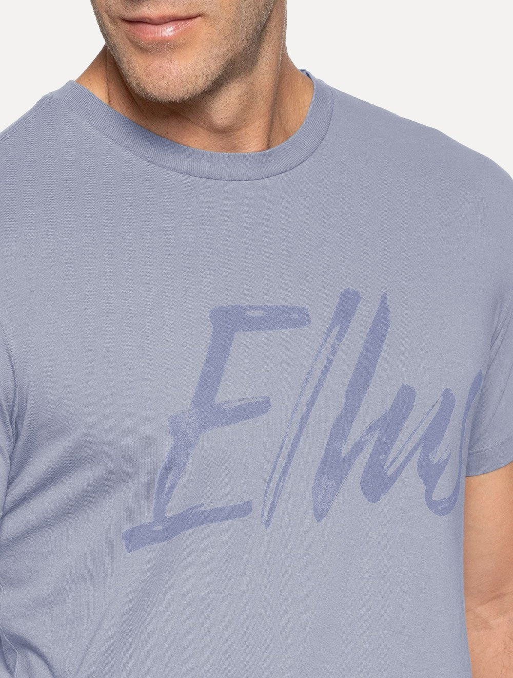 Camiseta Ellus Masculina Maxi Logo Classic Brush Azul Médio