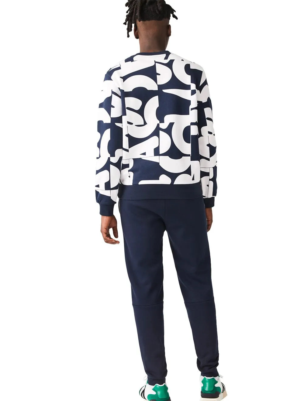 Calça Lacoste Moletom Masculina Side Sash Brand Recorte Azul Marinho