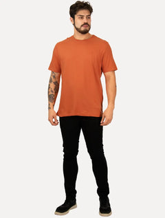 Camiseta Individual Masculina Comfort Logo Laranja Médio