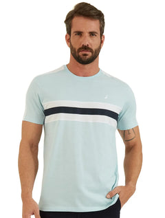 Camiseta Nautica Masculina Grosgrain Chest Sash Azul Claro