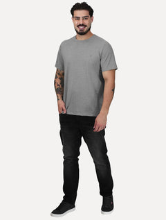 Camiseta Dudalina Masculina Essentials Mini Stripe Vertical Cinza Claro