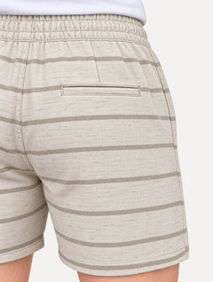 Short Calvin Klein Jeans Masculino Linho Stripes Areia Mescla