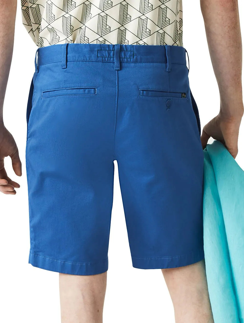 Bermuda Lacoste Masculina Sarja Slim Cotton Stretch Azul