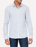Camisa Calvin Klein Jeans Masculina Slim Tela Algodão Azul Claro Mescla
