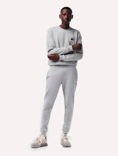 Calça Lacoste Masculina Slim Moletom Jogger Croco Cinza Mescla