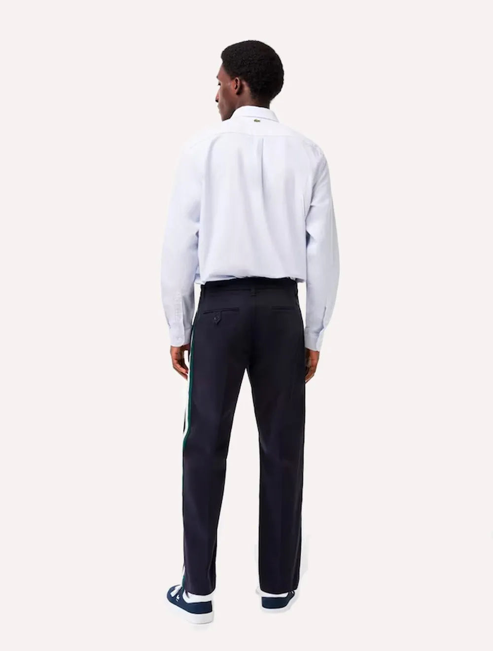 Calça Lacoste Masculina Sarja Chino Straight Fit Contrast Stripe Azul Marinho