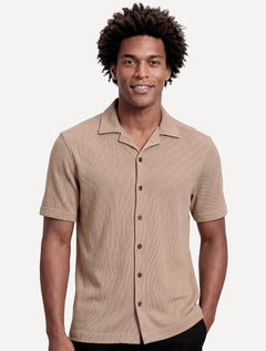 Camisa Aramis Masculina Manga Curta Piquet Bowling Tricot Areia